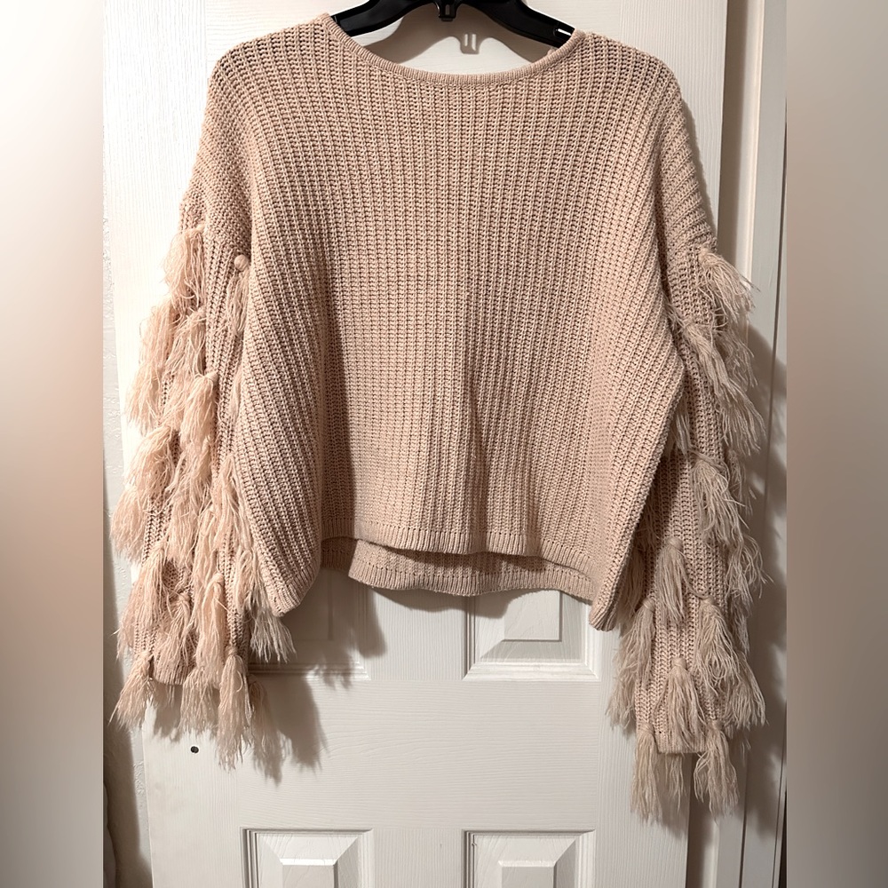 Medium/Light Sweater w/Fringe Sleeves - Boho & Dressy Vibes SHEIN but very cute